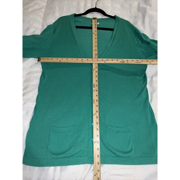 Old Navy Women’s Long Lean Button Cardigan XL Jade Green Pockets long sleeve - Picture 7 of 14